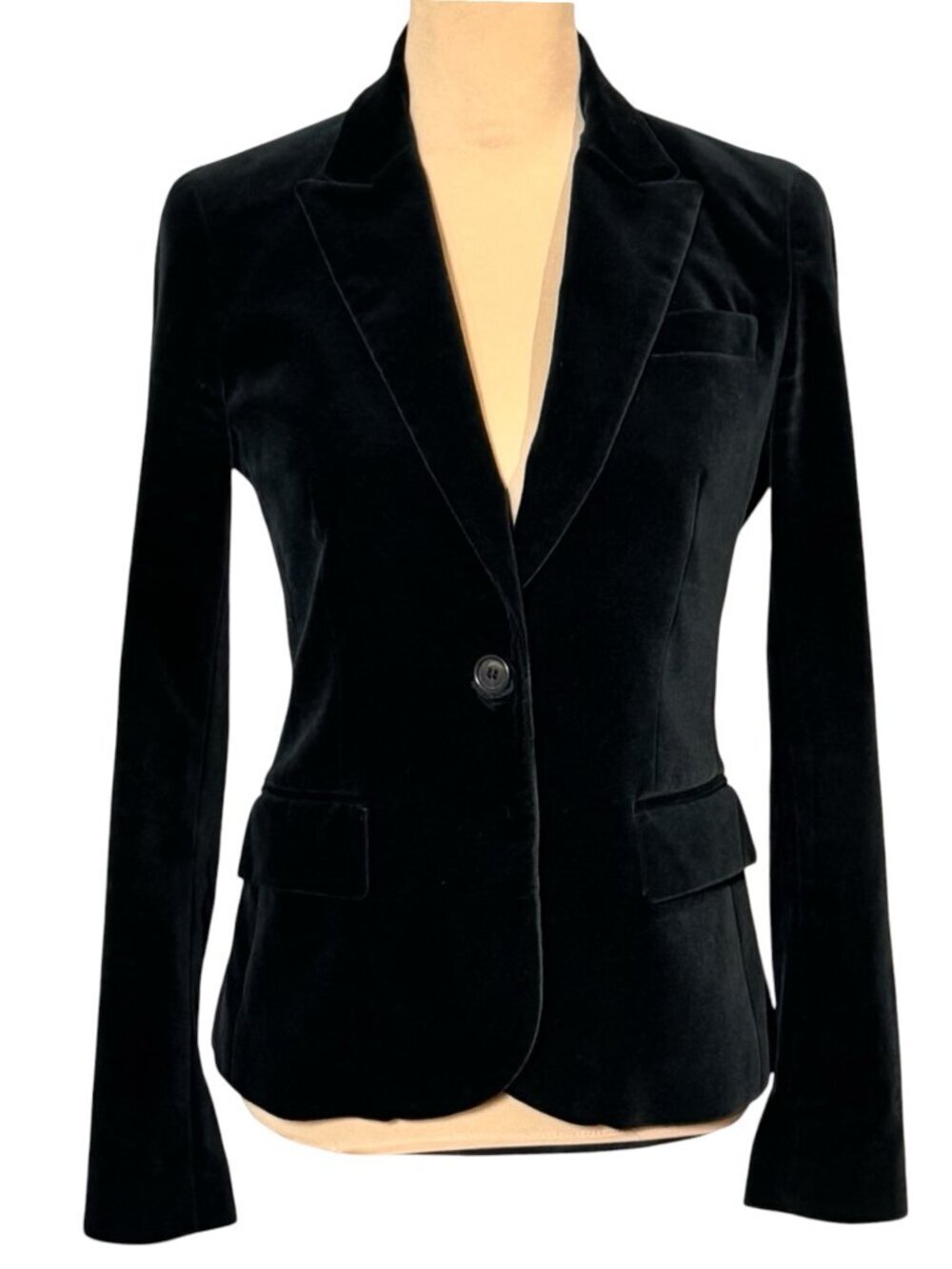 Theory Black Velvet Blazer Sz 4 Career Work Minimalist